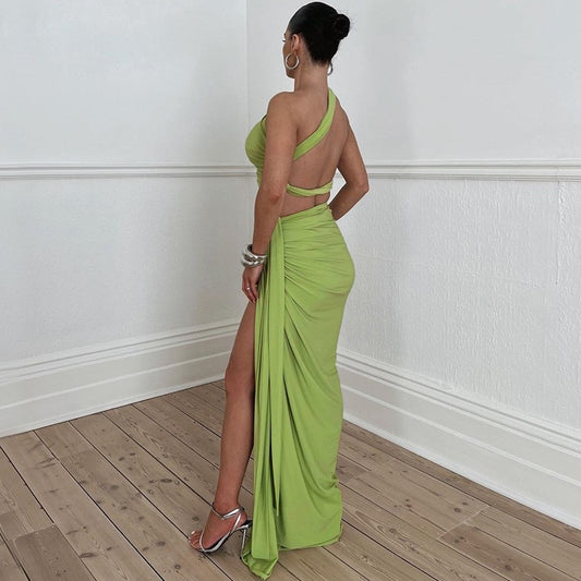 Summer Two Piece Sets Women long dress Suit 2024 Female sexy Split skirts Solid backless Clothing sets elegant Skirt