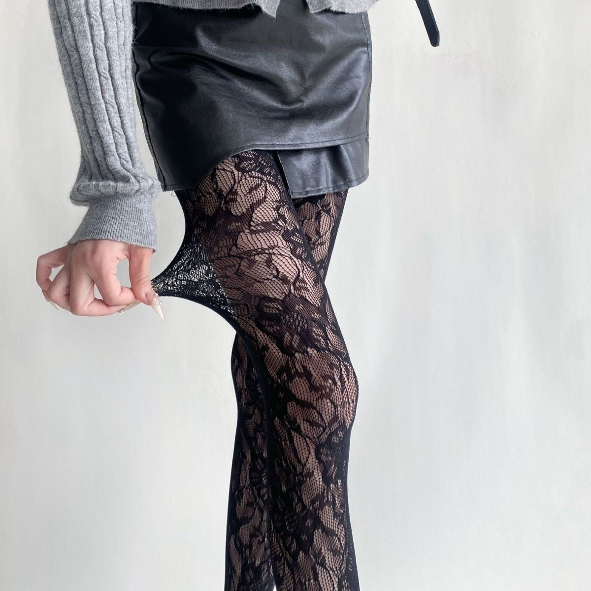 Elegant Floral Lace Pantyhose for Women | Soft Stretch Lace Tights