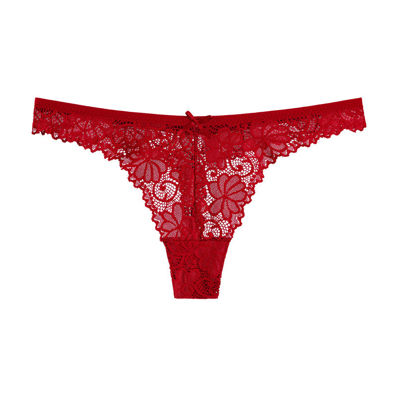 Sexy Women's Hollow Fashion Low Waist Lace Underwear Female Thongs Panties Briefs Ruffle G String