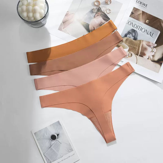Seamless Panties For Women Ice Silk Underwear Female Bikini G-string Thin Lingerie Soft Sports Thongs Summer Pantys