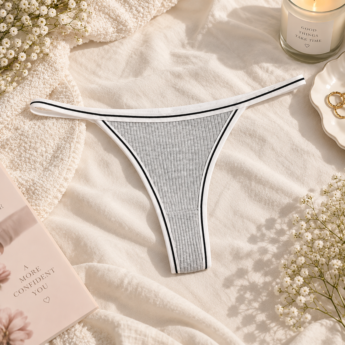 Women Thong Sexy Women's Cotton Underwear Thin Belt Striped Low Waist T Pants Women Panties