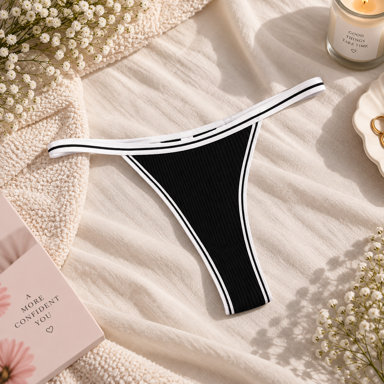 Women Thong Sexy Women's Cotton Underwear Thin Belt Striped Low Waist T Pants Women Panties