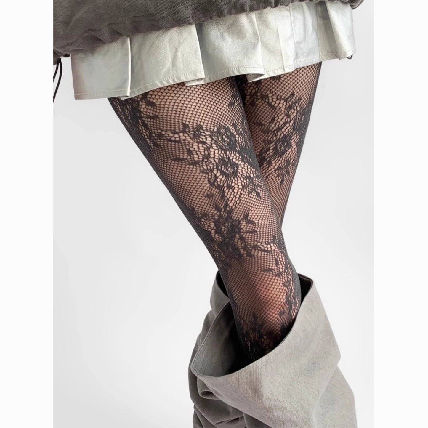 Premium Floral Lace Fishnet Pantyhose for Women | Elegant Stretch Mesh Stockings