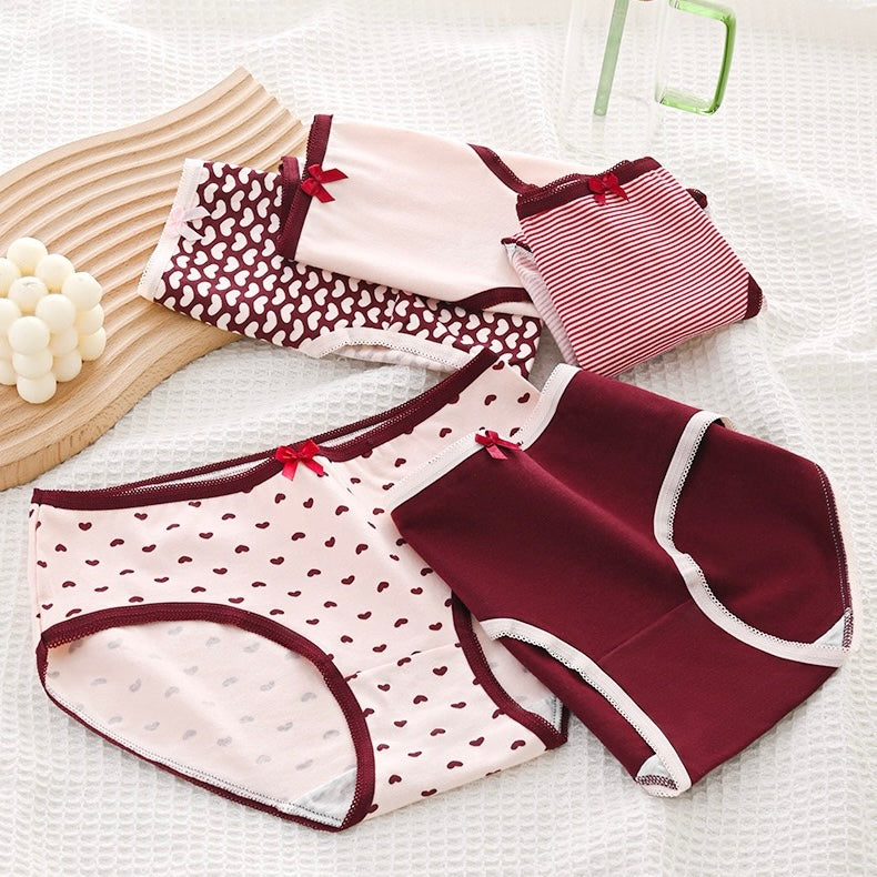 Cute Women Panties Bow Pure Cotton Mid Waist Panties For Girls Student cute-women-panties-bow-pure-cotton-mid-waist-panties-for-girls-student