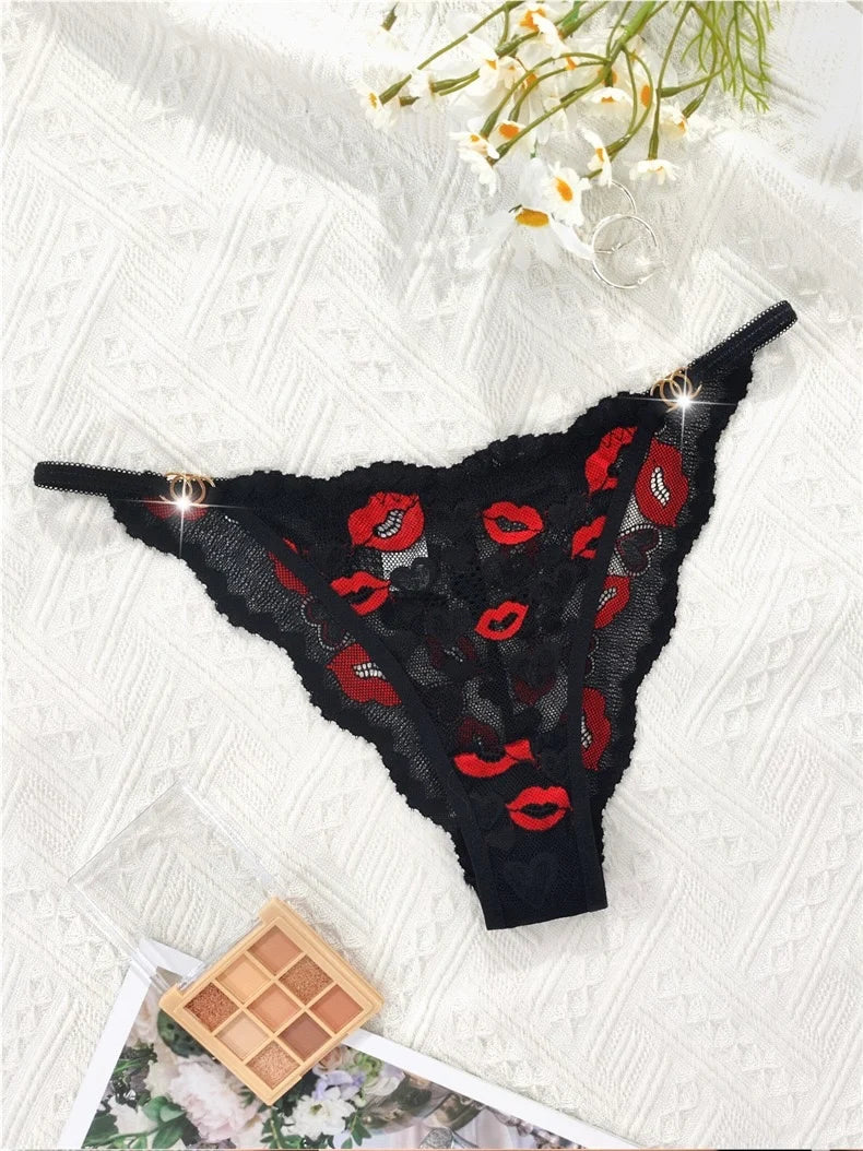 Cherry Kiss Trio – 3-Piece Red & Black Lace Panty Bundle