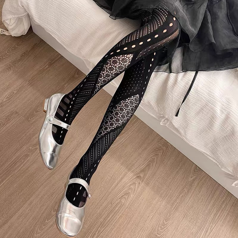Women's Fishnet Floral Stockings High Waisted Pantyhose Stockings Patterned Tights Leggings