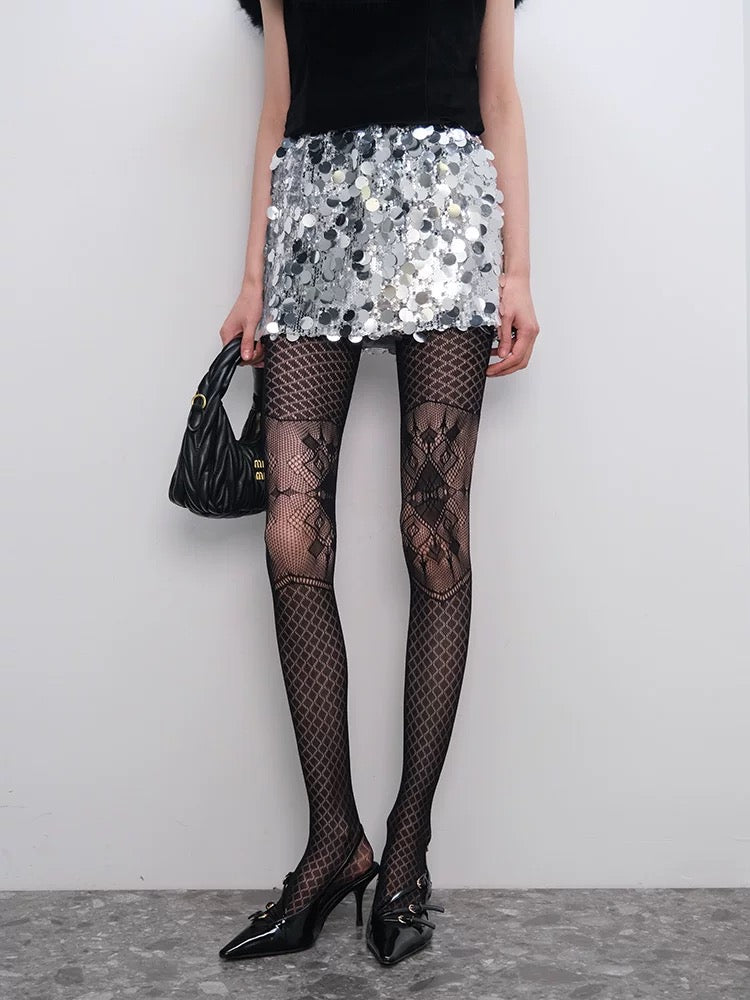 Women’s Sexy Retro Striped Tights – Hollow Out Pantyhose, Super Stretchy Spring & Autumn Leggings Stockings