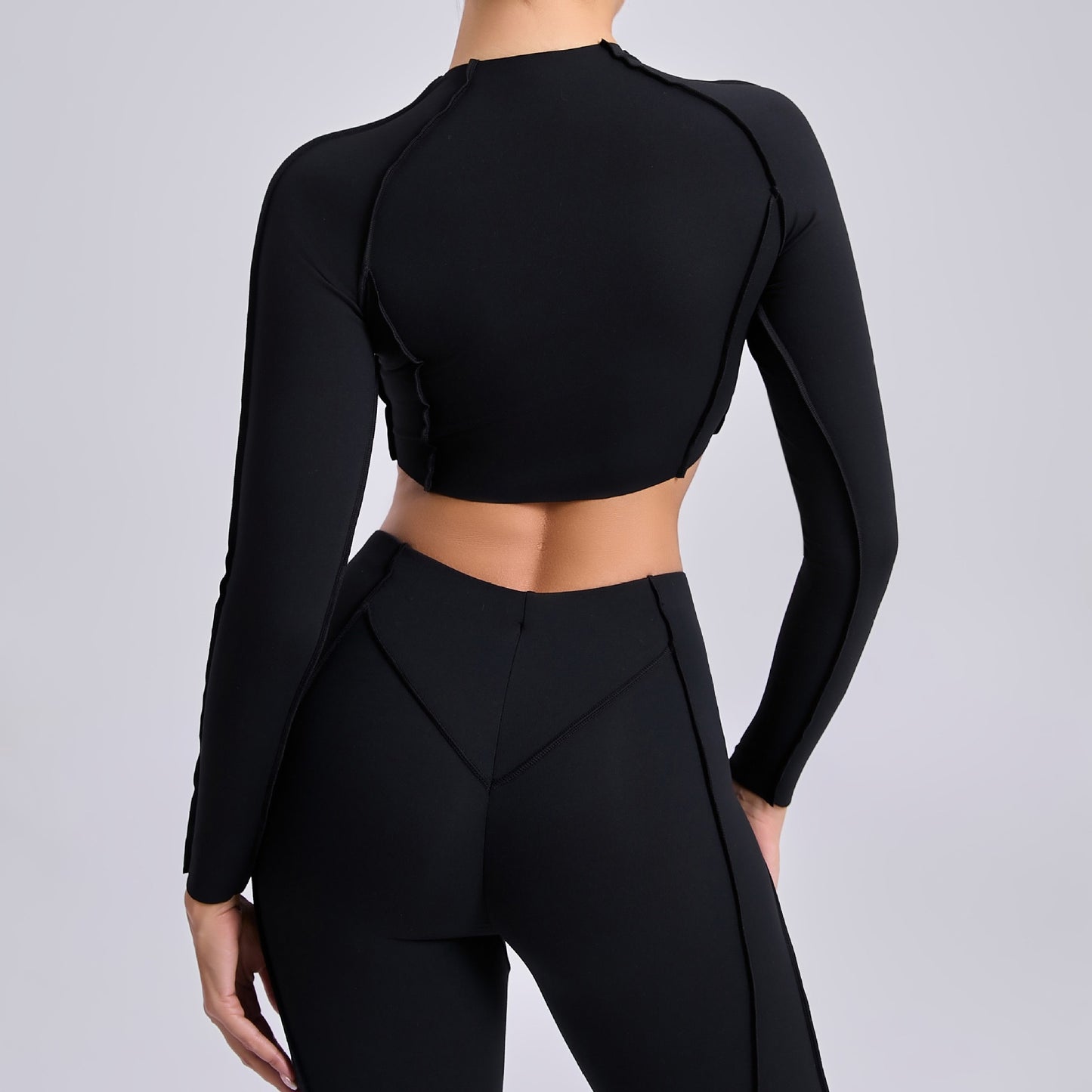 Autumn and winter sports yoga top, women's round-neck long-sleeved tops and tight-fitting trousers, outdoor fitness yoga wear