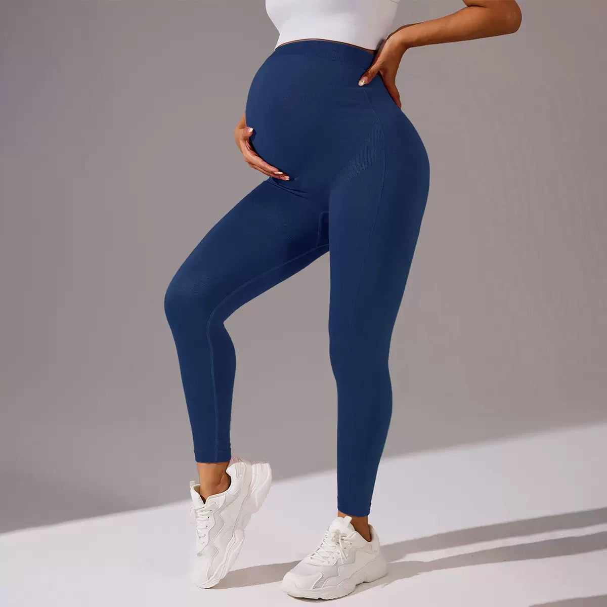 Maternity Seamless Yoga Leggings Belly Support Non-Slip Outdoor Sports Casual Wear Spring Summer Autumn Trendy Pregnant Women's