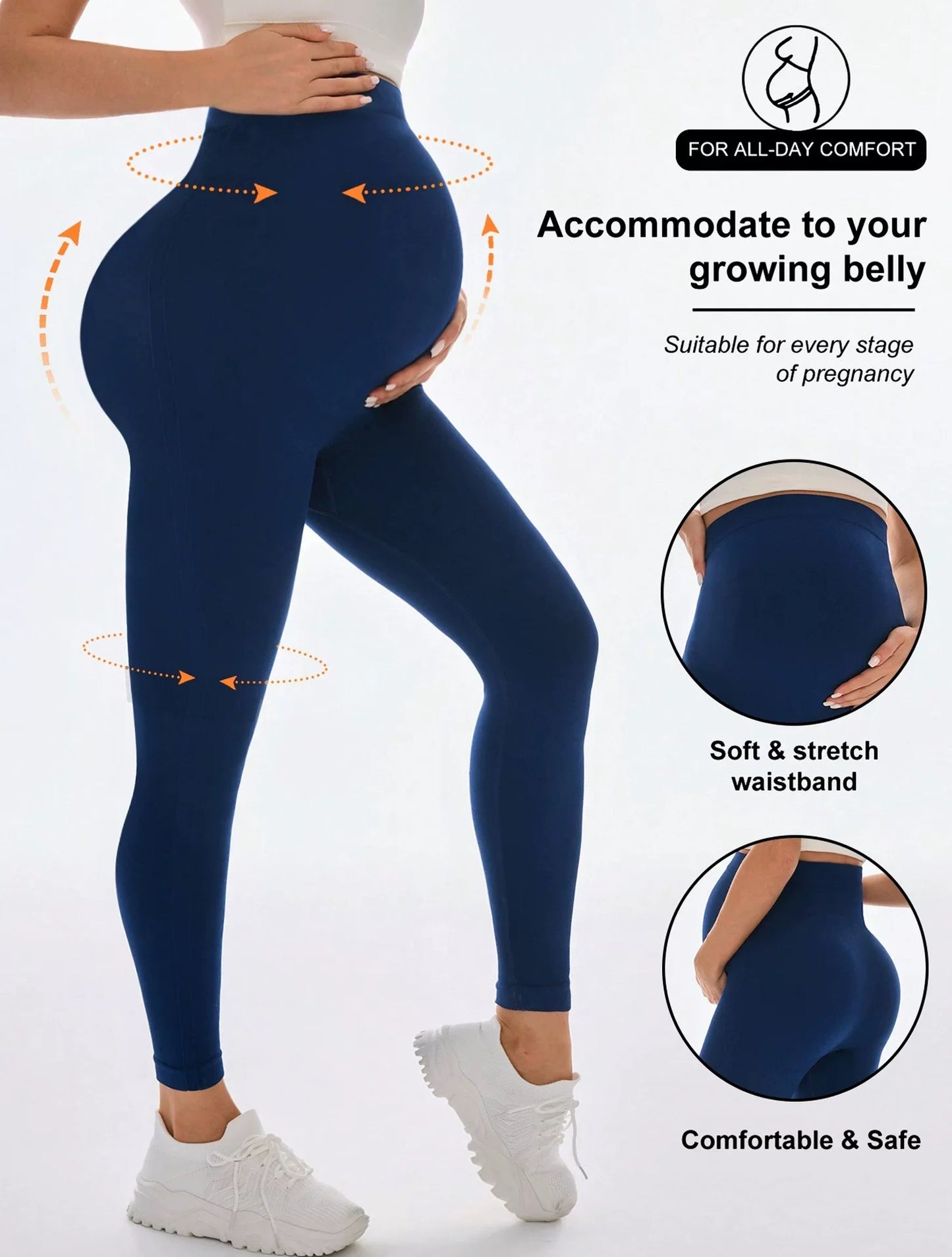 Maternity Seamless Yoga Leggings Belly Support Non-Slip Outdoor Sports Casual Wear Spring Summer Autumn Trendy Pregnant Women's