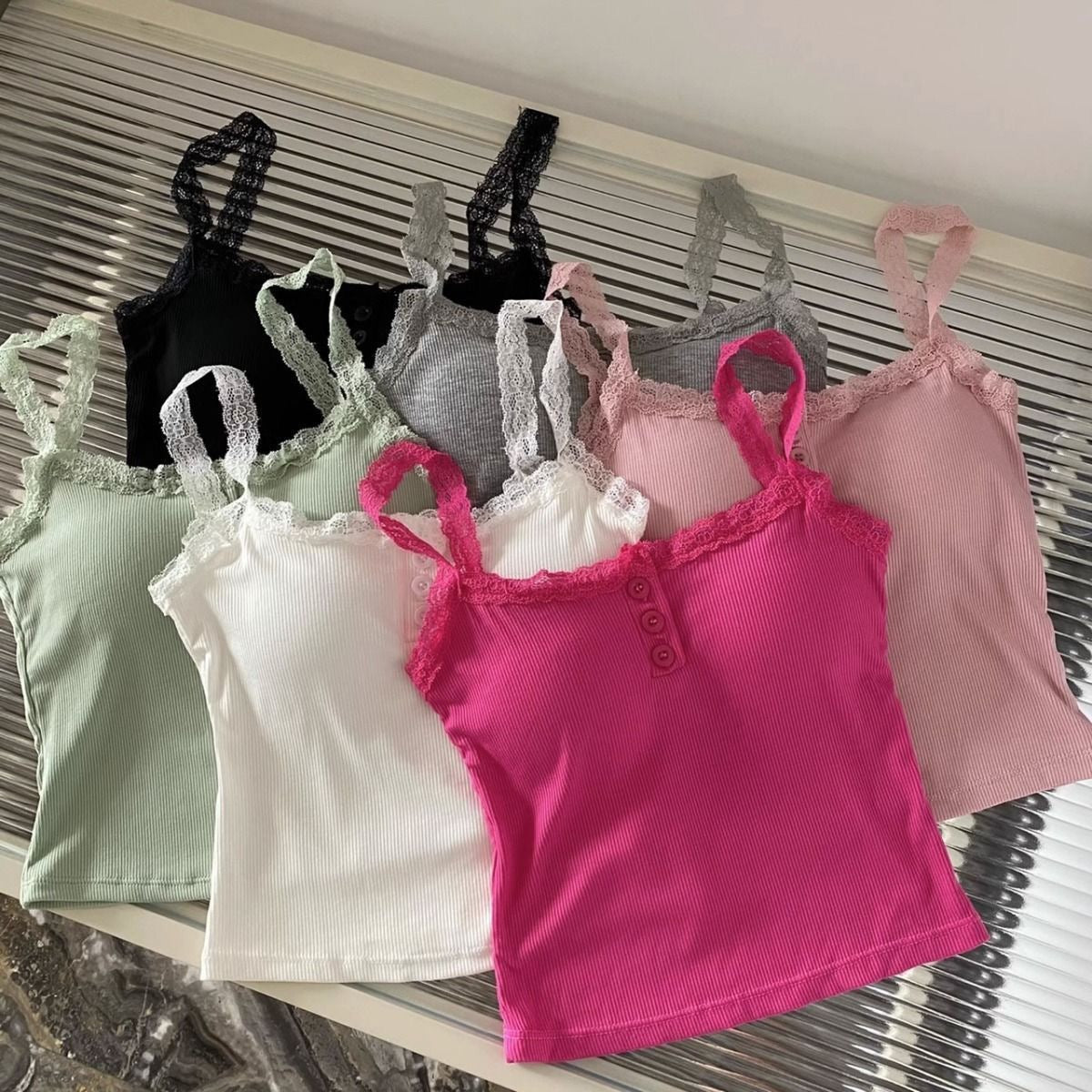 Happy Kitty top Women Low Cut Suspender Female Solid Color Lace Ropa Mujer Ladies Fashion Women'S Summer Vest
