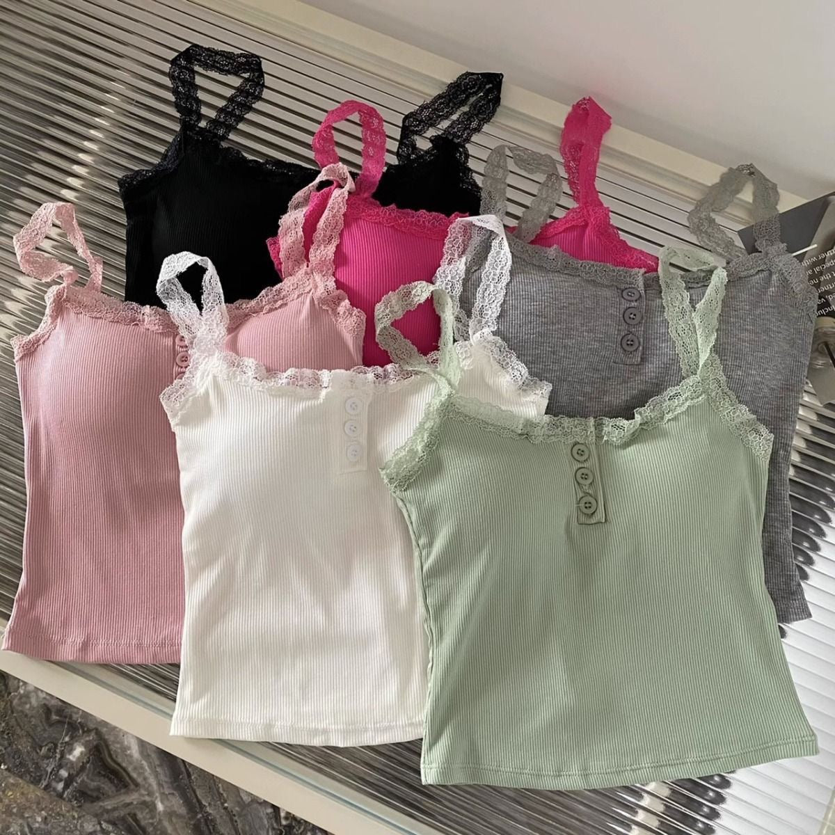 Happy Kitty top Women Low Cut Suspender Female Solid Color Lace Ropa Mujer Ladies Fashion Women'S Summer Vest