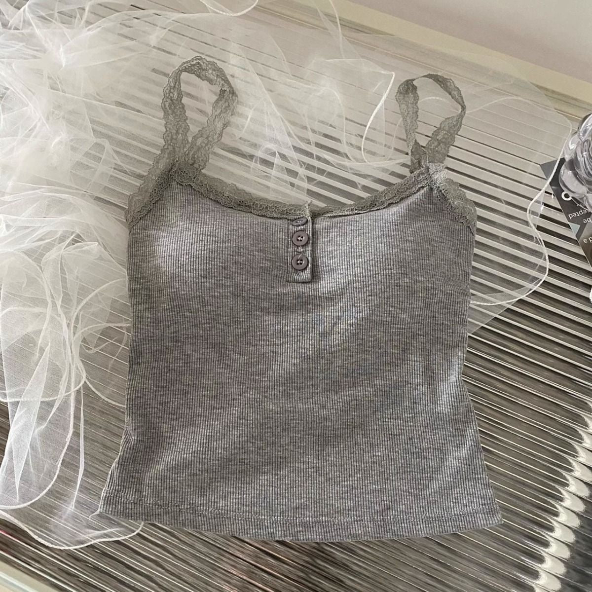 Happy Kitty top Women Low Cut Suspender Female Solid Color Lace Ropa Mujer Ladies Fashion Women'S Summer Vest