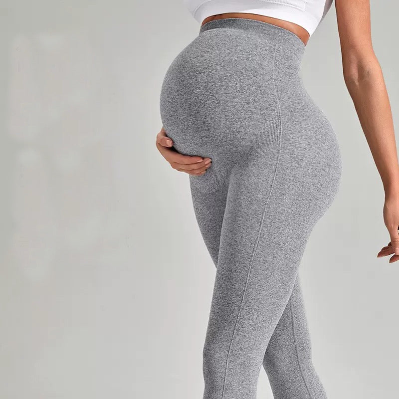 Maternity Seamless Yoga Leggings Belly Support Non-Slip Outdoor Sports Casual Wear Spring Summer Autumn Trendy Pregnant Women's