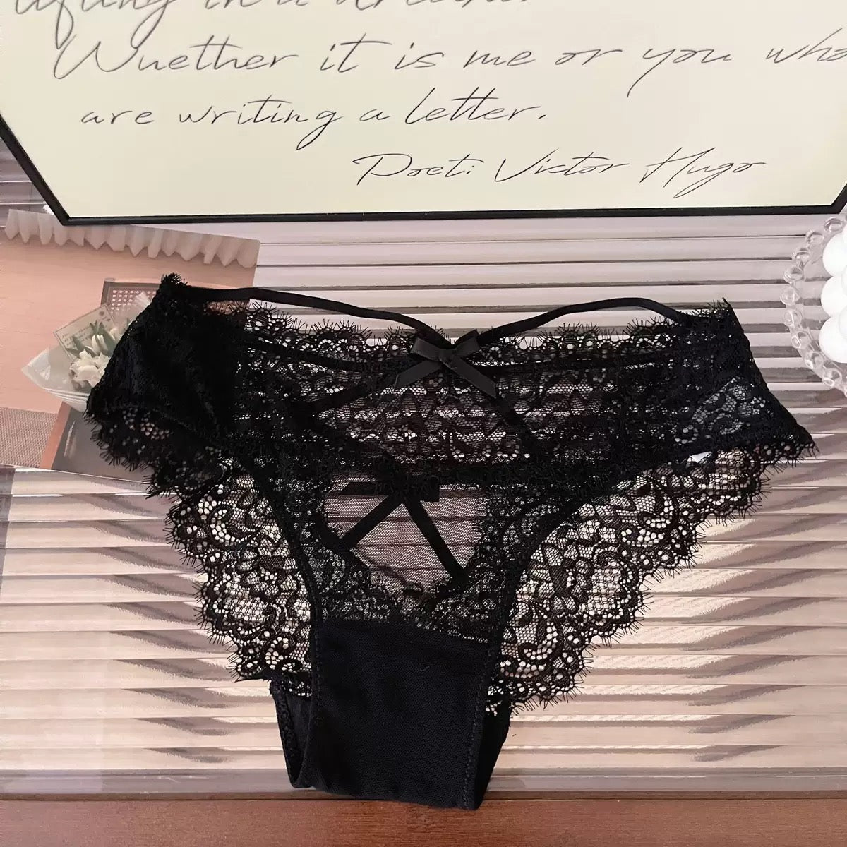 Sexy low waisted satin mesh breathable lace triangle underwear Sexy low waisted satin mesh breathable lace triangle underwear