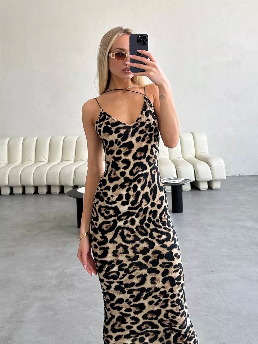 Sexy Women's Leopard Snake Print Dress Fashion Ladies Long Maxi Dress Party Bodycon Occasion Dresses Evening Sundress