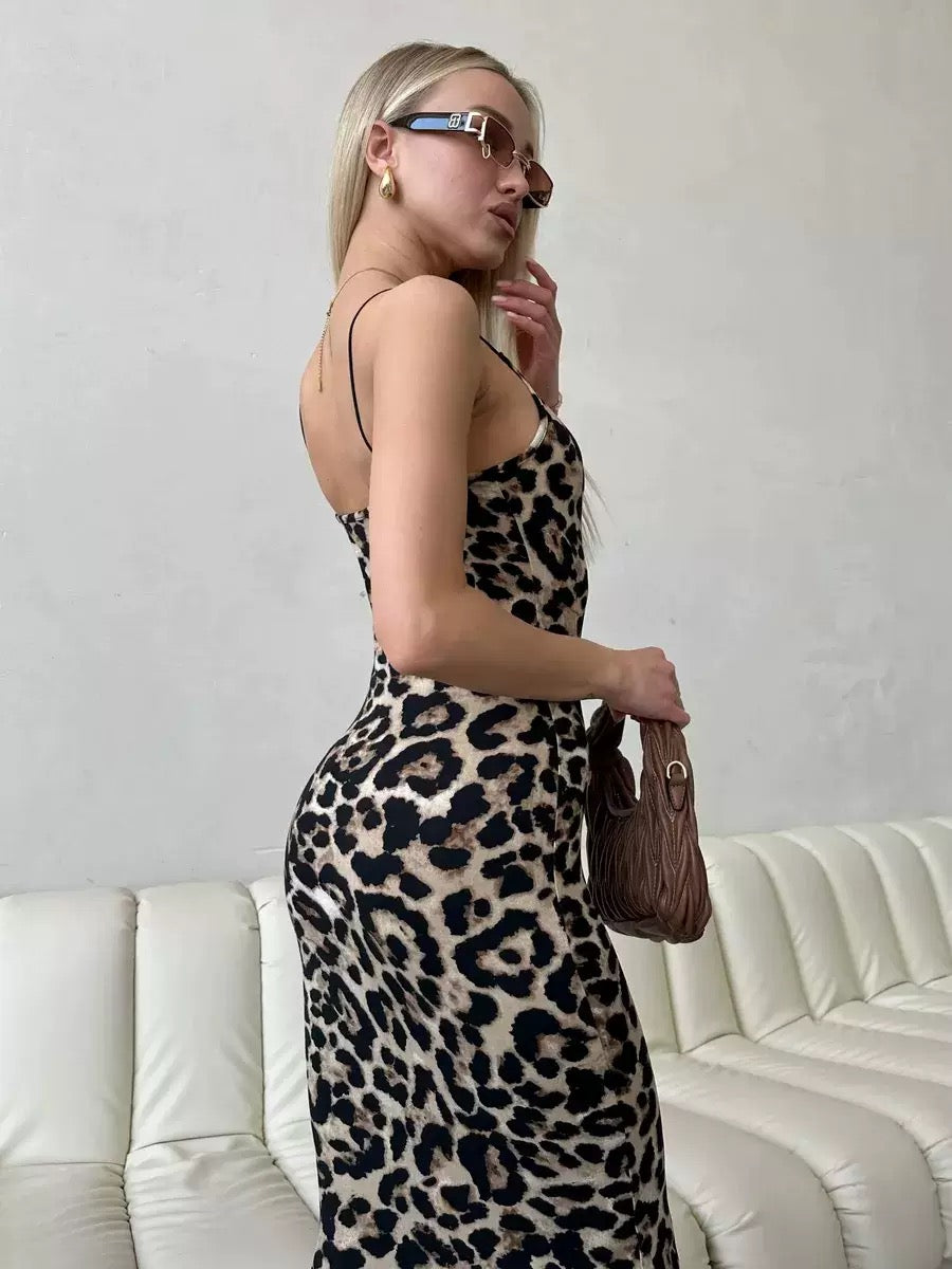 Sexy Women's Leopard Snake Print Dress Fashion Ladies Long Maxi Dress Party Bodycon Occasion Dresses Evening Sundress