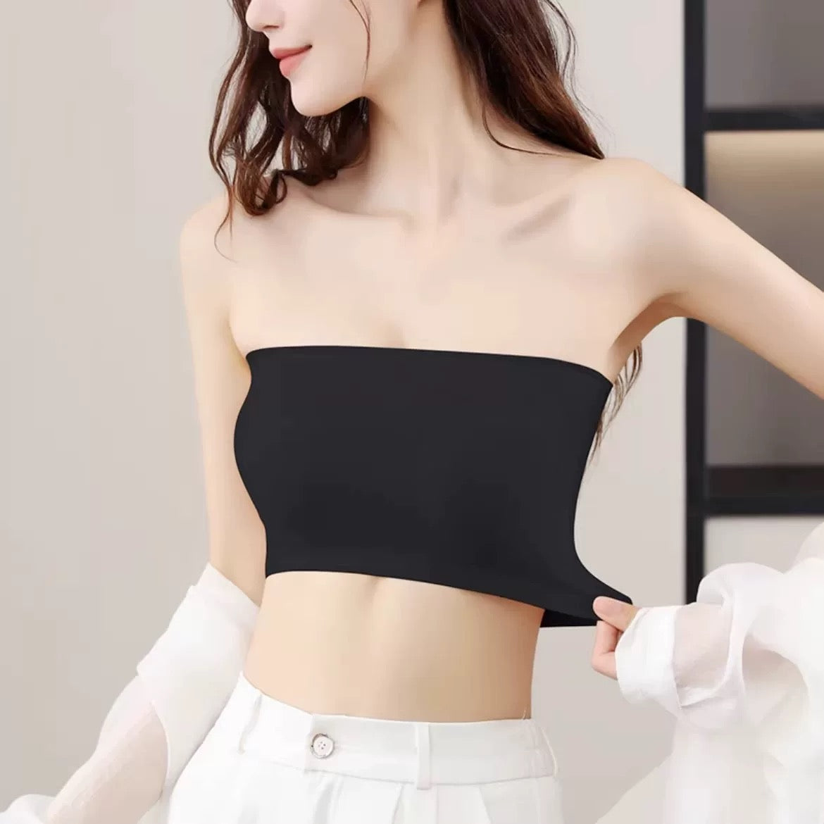 Summer Women Modal Bandeau Top Solid Breathable Strapless Bra Bandeau Soft Seamless Women Casual Tank Crop Tops