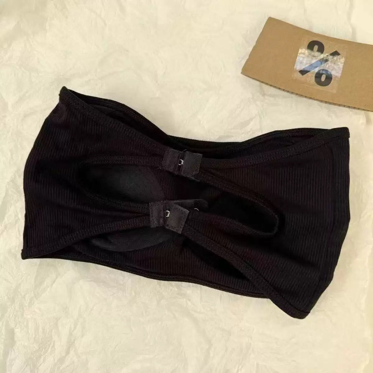 Ice Silk Strapless Bra With Chest Cushion One Line Circumference To Prevent Light From Escaping Strapless Bra For Gathering