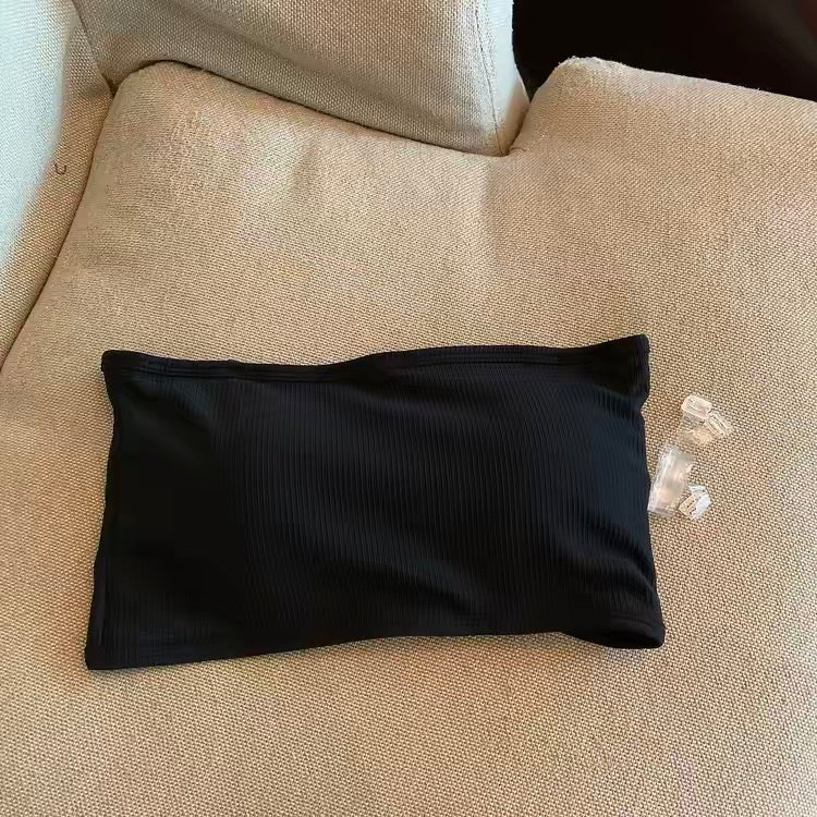 Ice Silk Strapless Bra With Chest Cushion One Line Circumference To Prevent Light From Escaping Strapless Bra For Gathering