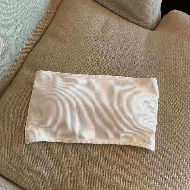 Ice Silk Strapless Bra With Chest Cushion One Line Circumference To Prevent Light From Escaping Strapless Bra For Gathering