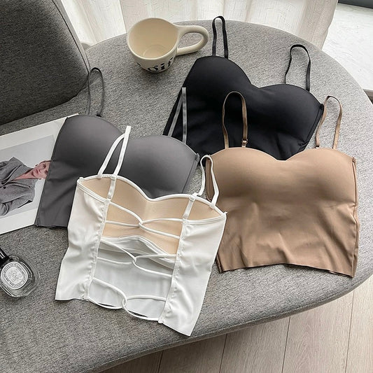 Seamless Tube Top Ice Silk Sexy Wrap Chest For Women Push Up Bras Strapless Underwear Solid Color Bralette