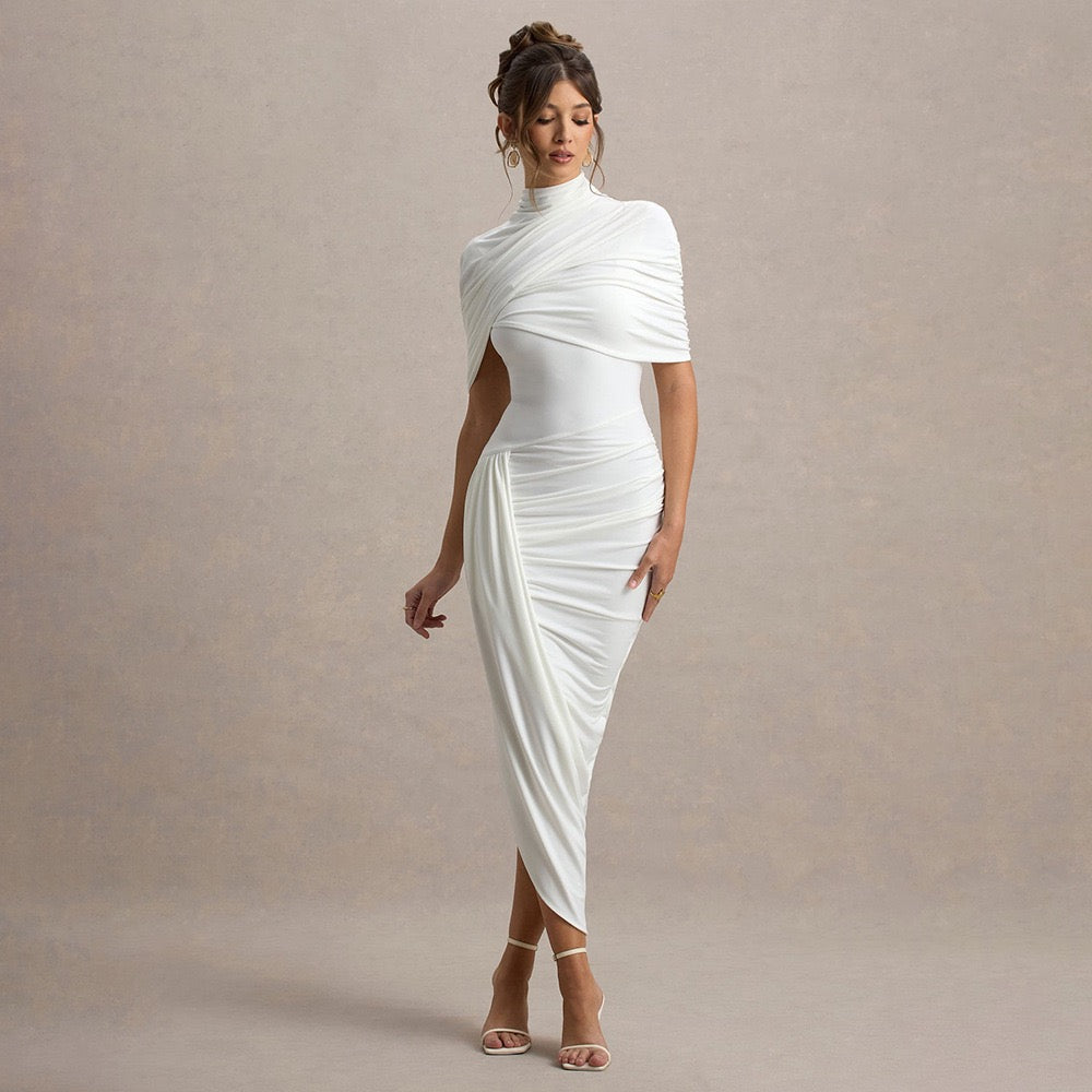 Chic white Gauze Pleated Strapless Dress Women Sleeveless Off Shoulder Slim Short Dresses 2026 Lady Evening Party Vestiges New