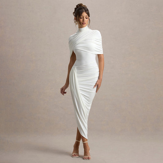 Chic white Gauze Pleated Strapless Dress Women Sleeveless Off Shoulder Slim Short Dresses 2026 Lady Evening Party Vestiges New