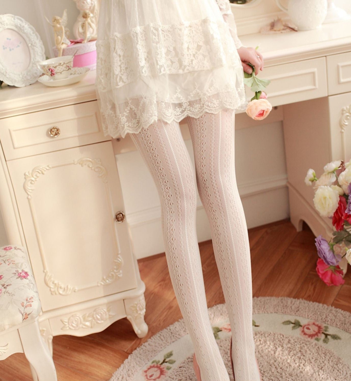 Women’s Sexy Retro Striped Tights – Hollow Out Pantyhose, Super Stretchy Spring & Autumn Leggings Stockings