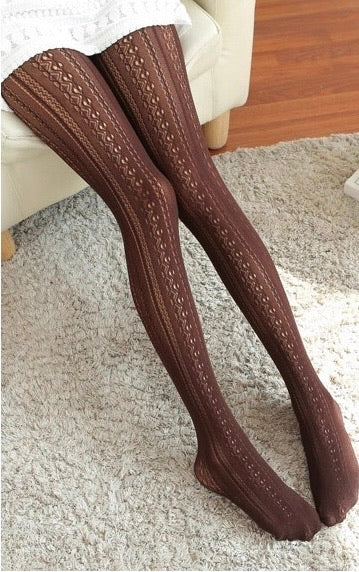 Women’s Sexy Retro Striped Tights – Hollow Out Pantyhose, Super Stretchy Spring & Autumn Leggings Stockings