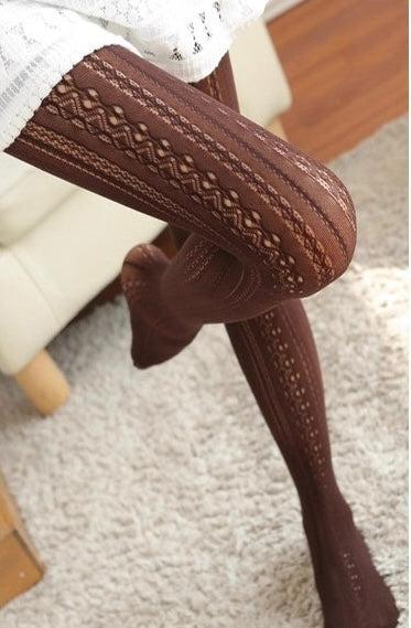 Women’s Sexy Retro Striped Tights – Hollow Out Pantyhose, Super Stretchy Spring & Autumn Leggings Stockings