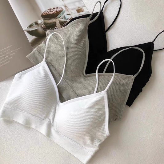 Bra Women Tube Tops Underwear Padded Bras Teenage Underclothes  Lingerie Students Bra Solid Soft Cotton