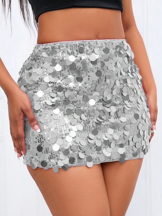 Women Sparkle Glitter Slim Fit Pencil Skirt Multicolor Sequin Bodycon Mini Skirt Premium Club Party Rave
