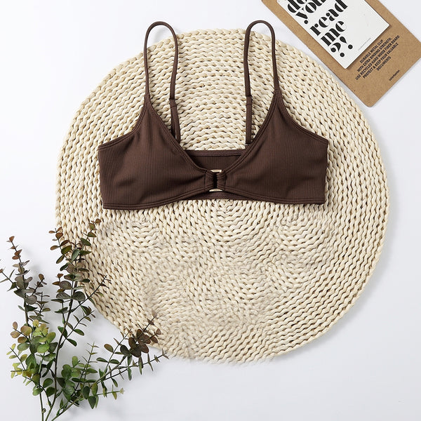 Summer Bikini Crop Top Swimwear For Women Solid Sexy Swimming Suit Swi — free download