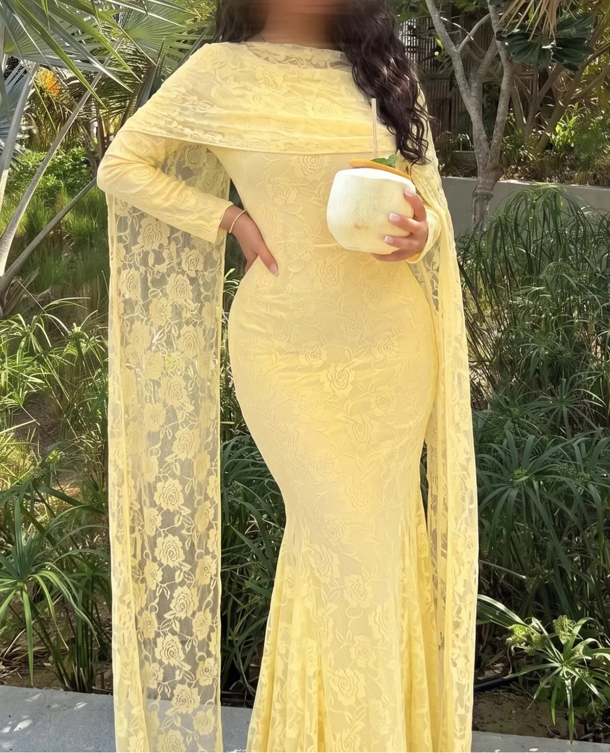 Casual Long Sleeves Lace Mermaid Bodycon Women's Maxi Dress Sexy  Long Dress for Women