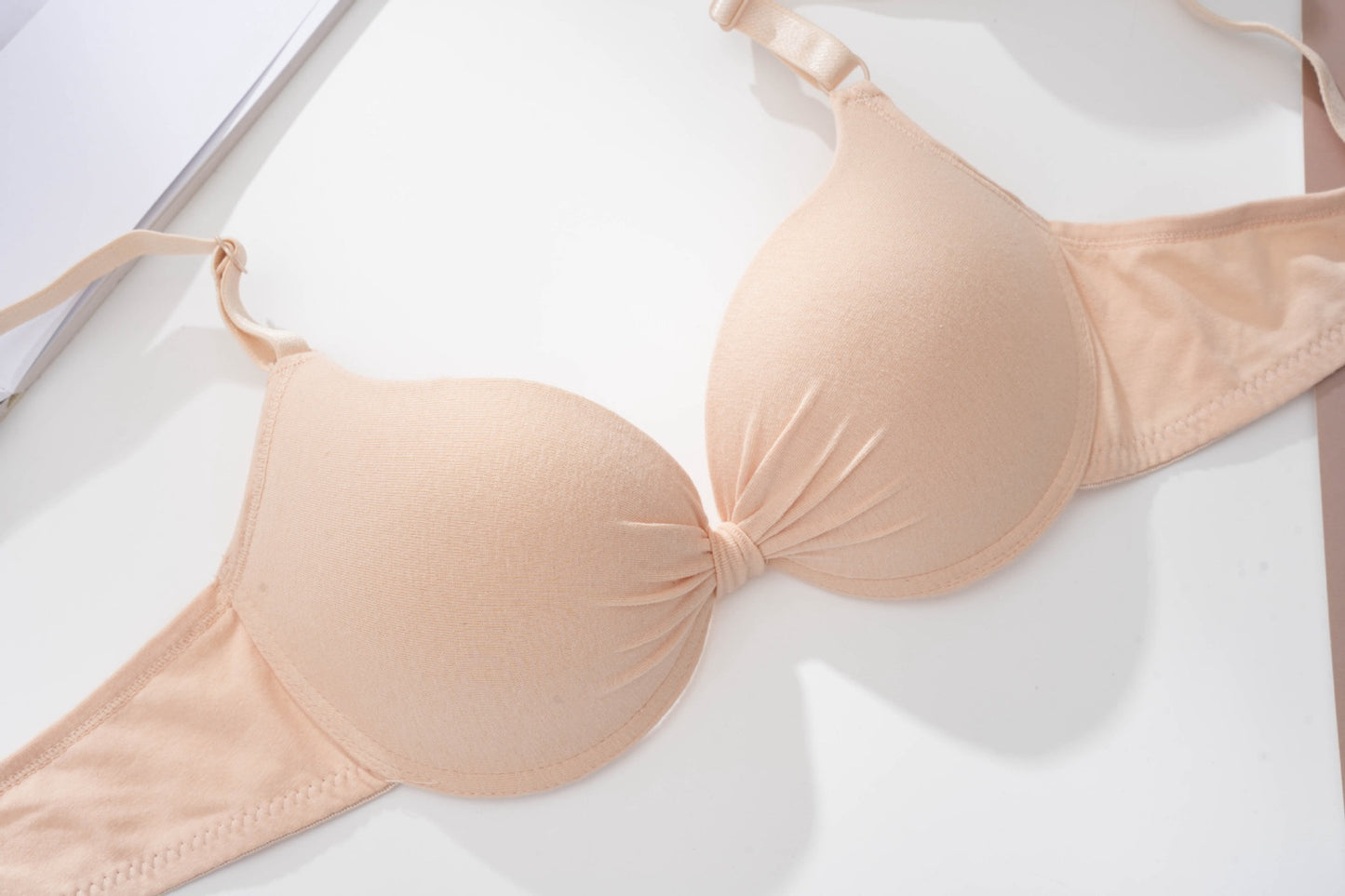 Sexy Women Cotton Gathered Bra Deep V Underwire Ladied  Brassiere Push Up Lingerie Solid Bras Backless Intimate Underwear