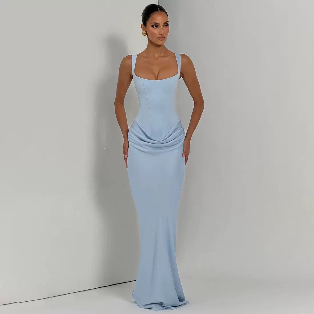 Elegant Women's Party Dress 2026Summer Solid Color Hanging Neck Bareback Strap Split Style Skinny Dress Fishtail Bodycon Dress