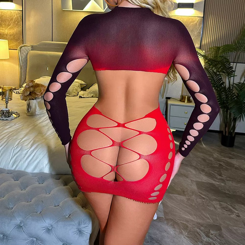Fashion Sexy Fishnet Dress Woman Sexy Lingerie Sheer Back-bare Bodysuit Lace Underwear Romance Bodystockings Bodycon Sexy Set