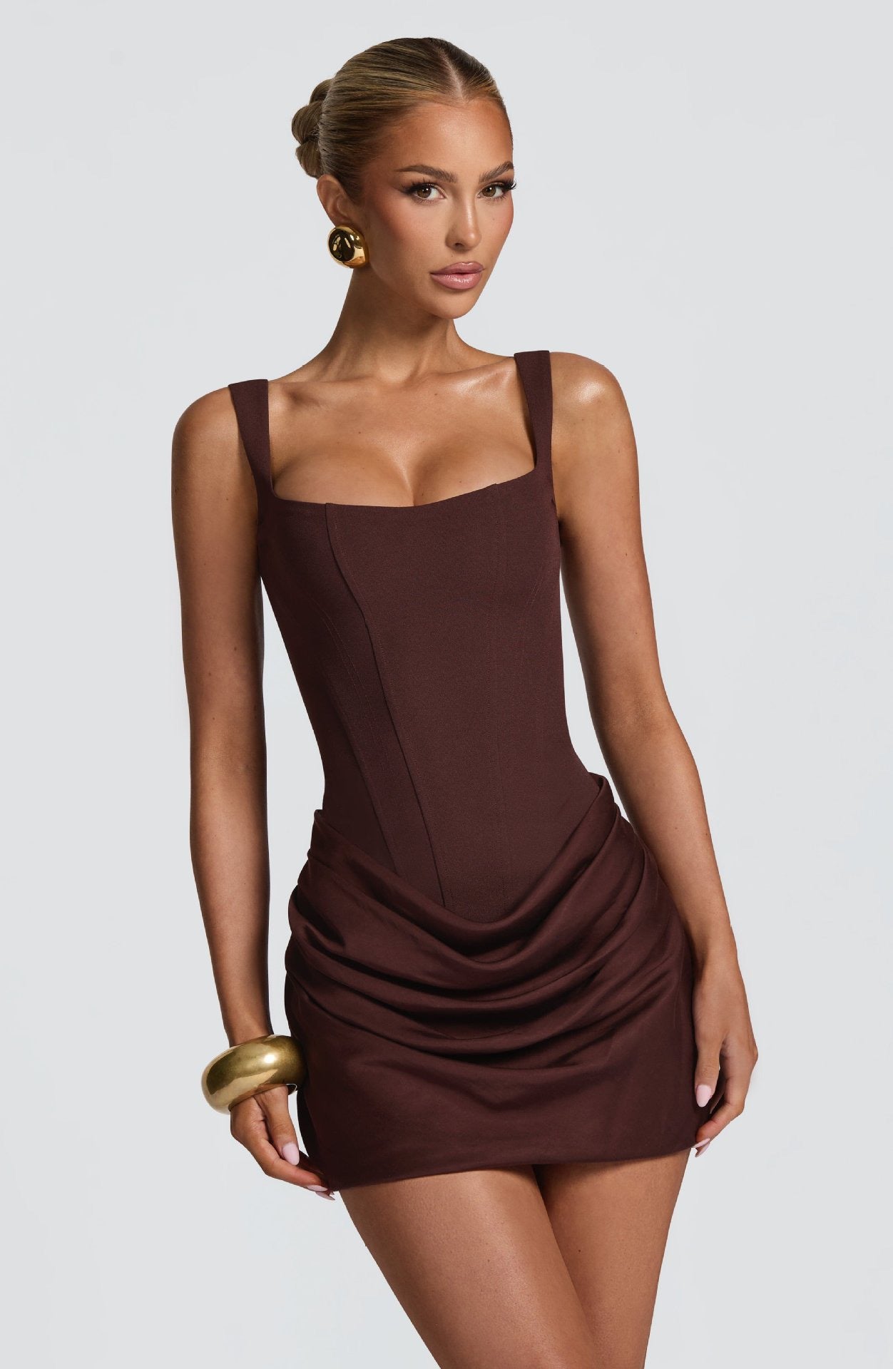 New Summer Wide Strap Pleated Hem Dresses Women's Sexy Sleeveless Slim Fit Chic Mini Gown Lady Holiday Party Vestidos Clothing