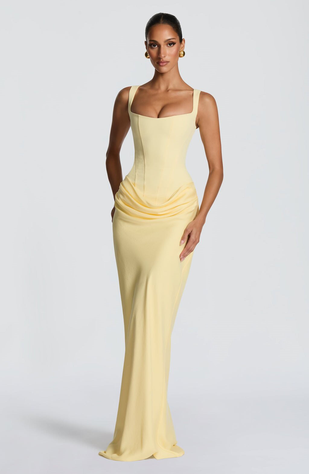 Elegant Women's Party Dress 2026 Summer Solid Color Hanging Neck Bareback Strap Split Style Skinny Dress Fishtail Bodycon Dress