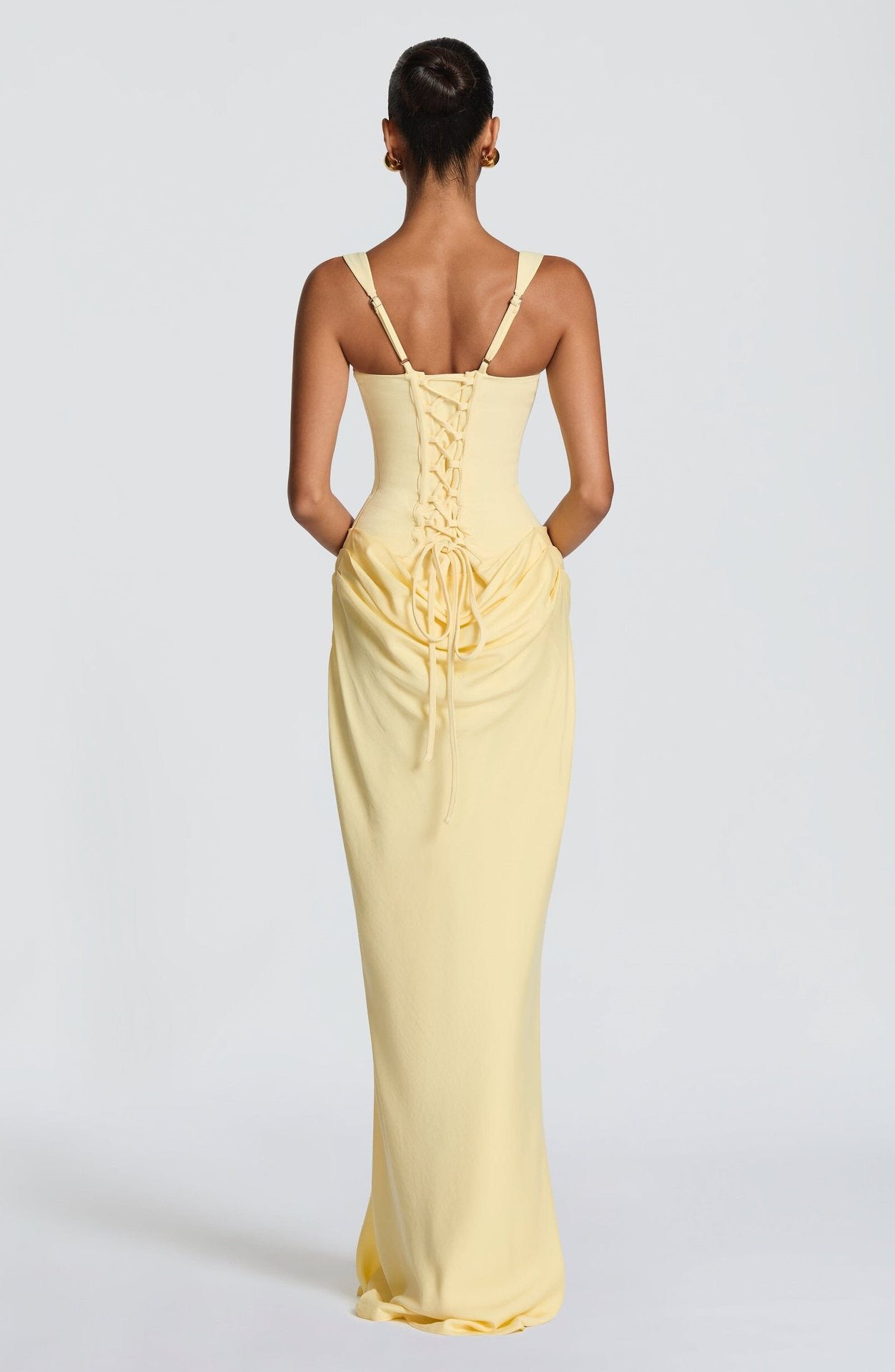 Elegant Women's Party Dress 2026 Summer Solid Color Hanging Neck Bareback Strap Split Style Skinny Dress Fishtail Bodycon Dress