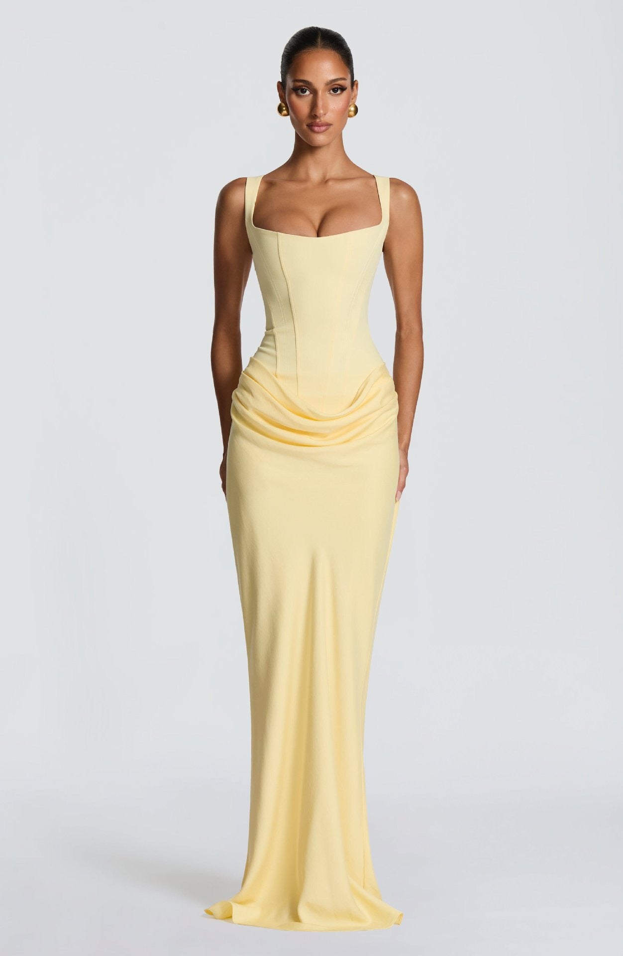Elegant Women's Party Dress 2026 Summer Solid Color Hanging Neck Bareback Strap Split Style Skinny Dress Fishtail Bodycon Dress
