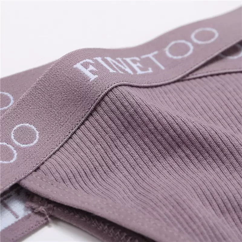 Women’s Ribbed Thong Panties with Logo Elastic Waistband, High-Cut Leg and Minimal Back Coverage Everyday Underwear