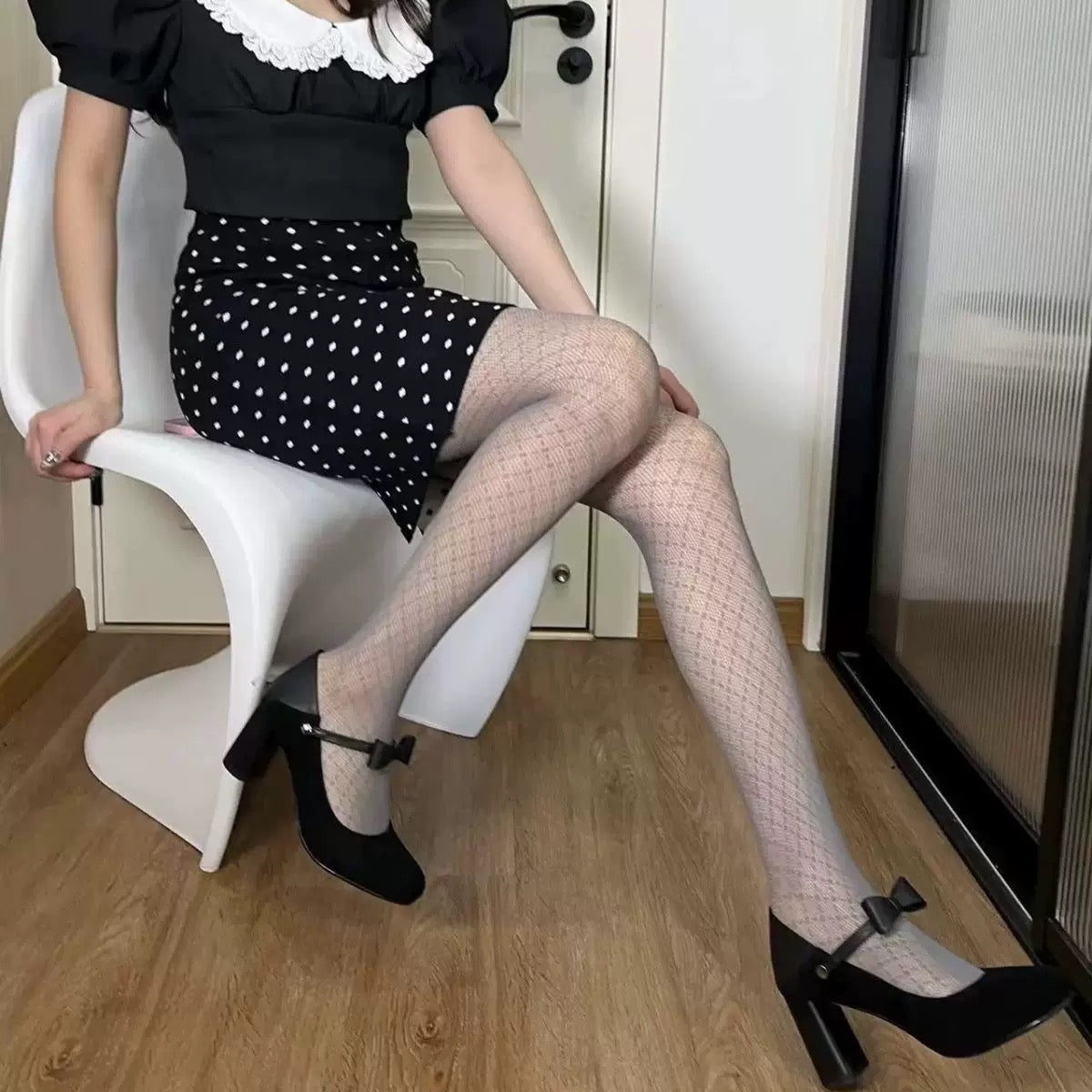 Women’s Sexy Retro Striped Tights – Hollow Out Pantyhose, Super Stretchy Spring & Autumn Leggings Stockings