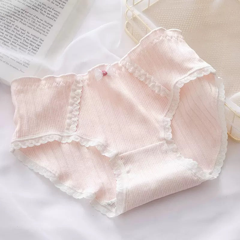 Women's Cotton Panties Mid Waist Comfortable Breathable Cute Sweet FLOWR  Girl Briefs Underwear Female
