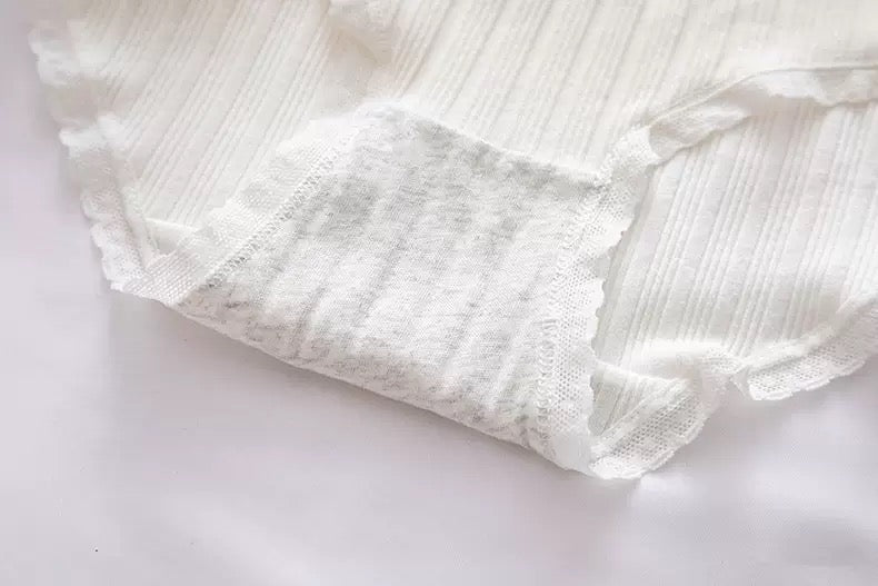 Women's Cotton Panties Mid Waist Comfortable Breathable Cute Sweet FLOWR  Girl Briefs Underwear Female