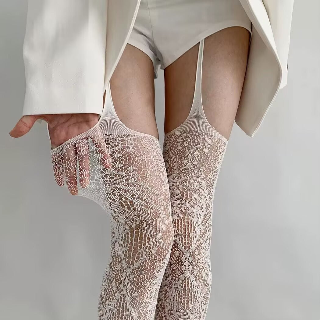 Women's fishnet stockings, black fishnet stockings, sexy stockings with provocative cuts for women, trendy and modern.