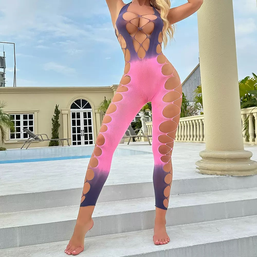 Sexy Lingerie Open Back  Long Sleeve Bodysuit With Sheer Pantyhose And Mesh Top Sexy Mesh Sheer Jumpsuit Rompers