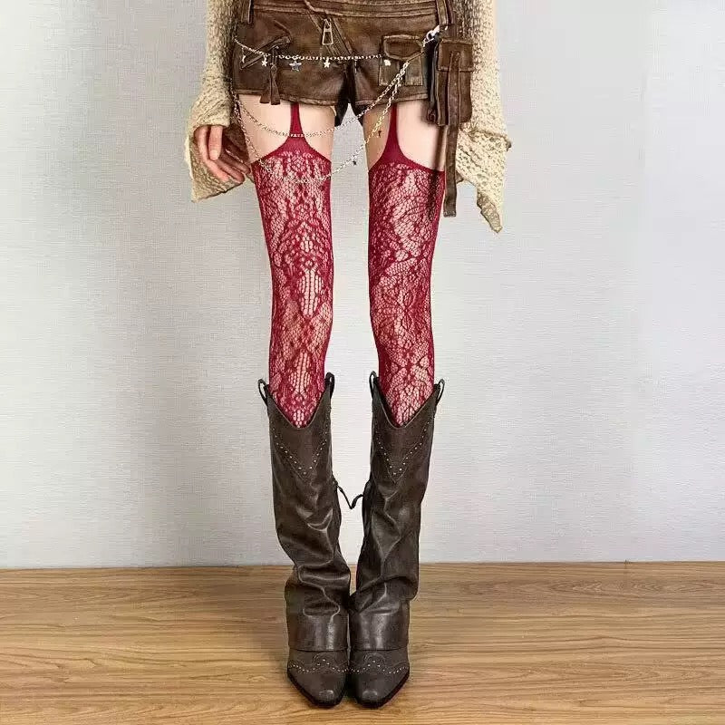 Women's fishnet stockings, black fishnet stockings, sexy stockings with provocative cuts for women, trendy and modern.
