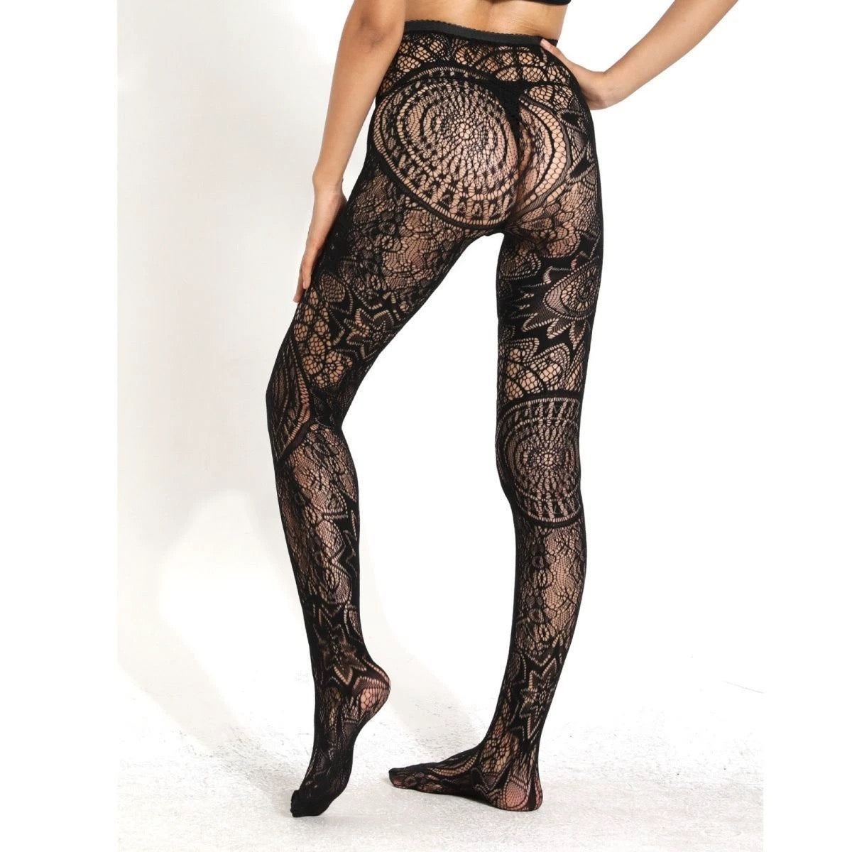 Women's Fishnet Floral Stockings High Waisted Pantyhose Stockings Patterned Tights Leggings